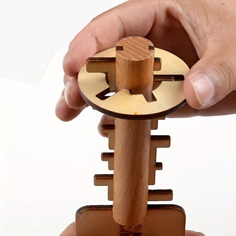 Wooden Toy Unlock Puzzle Key Lock Educational Toy