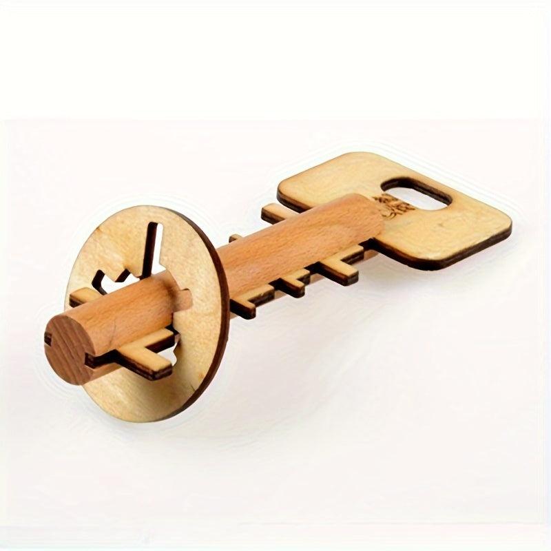 Wooden Toy Unlock Puzzle Key Lock Educational Toy