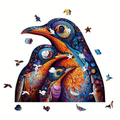 Penguins Wooden Puzzle Animal Shape Adult Toy