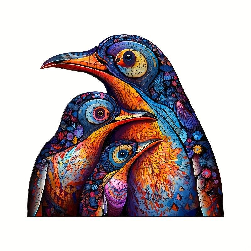 Penguins Wooden Puzzle Animal Shape Adult Toy
