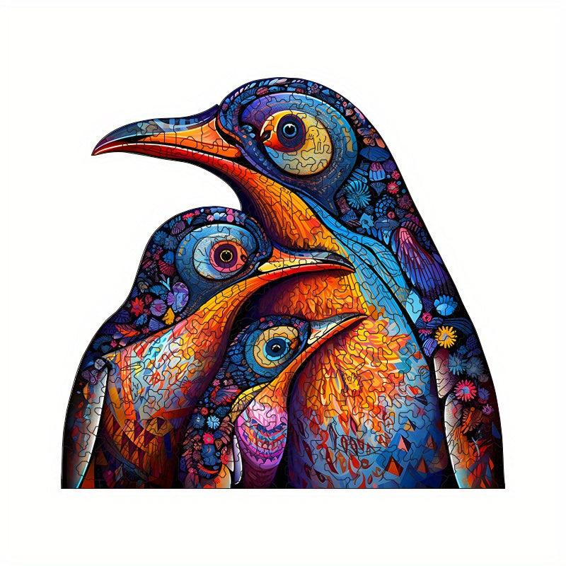 Penguins Wooden Puzzle Animal Shape Adult Toy