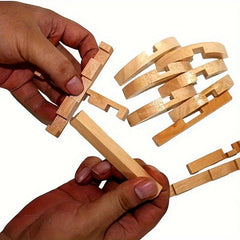 Wooden Kongming Lock 3D Puzzle for Adults and Kids
