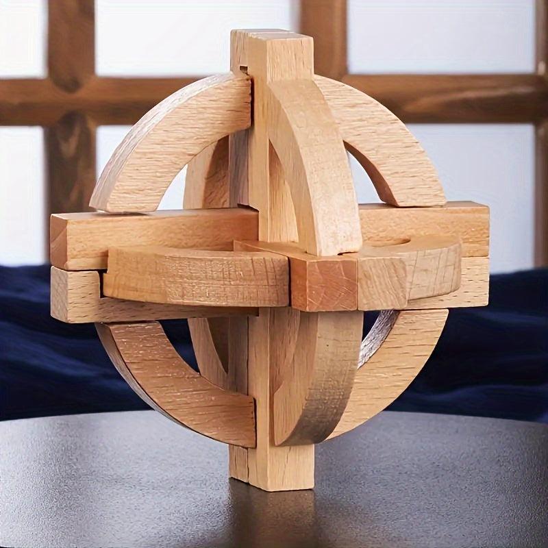 Wooden Kongming Lock 3D Puzzle for Adults and Kids