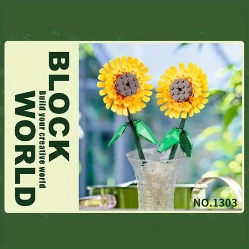 Sunflower Flower Bouquet DIY Building Block Set Creative Toy Gift