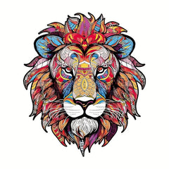Wooden Lion Head Puzzle Stress Relief Toy Home Decor