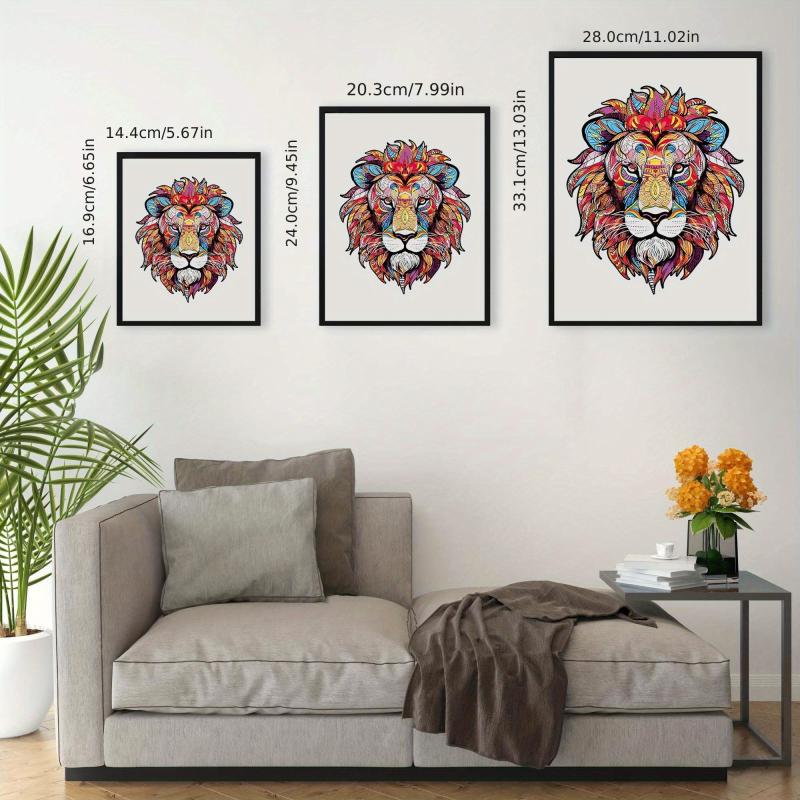 Wooden Lion Head Puzzle Stress Relief Toy Home Decor