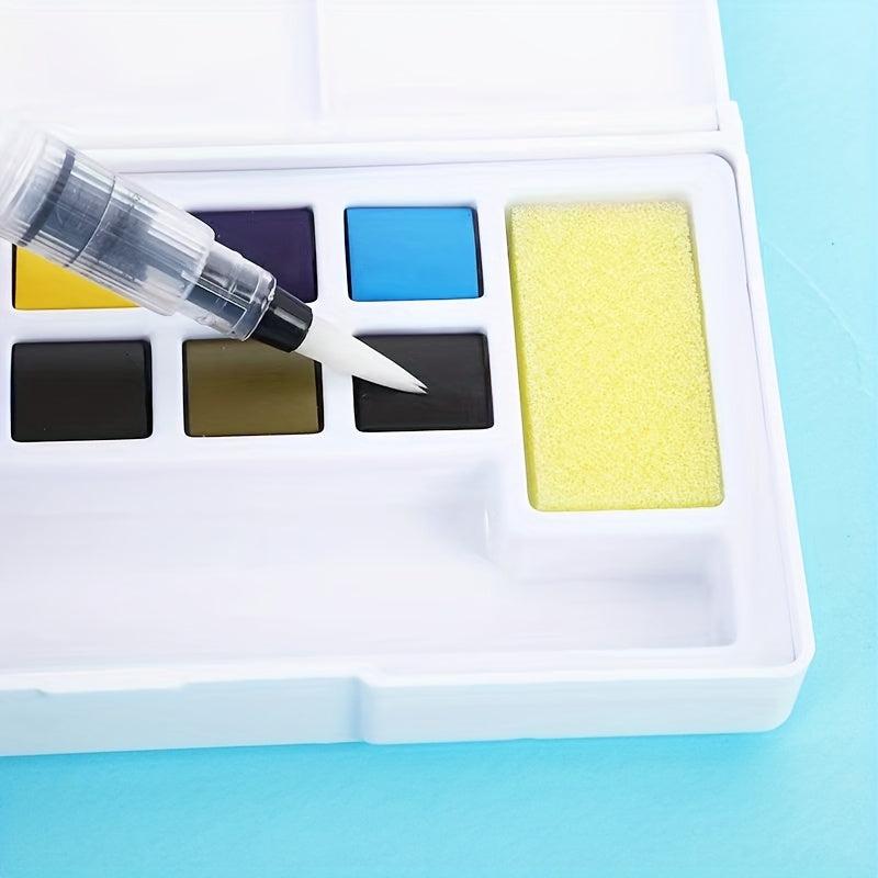 12 Colors Solid Watercolor Set For Adults, Portable Painting Kit