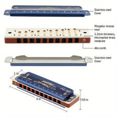 10 Hole Harmonica Key of C for Professionals & Beginners