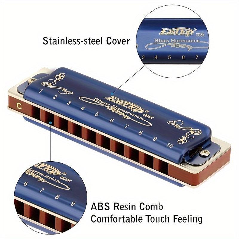 10 Hole Harmonica Key of C for Professionals & Beginners