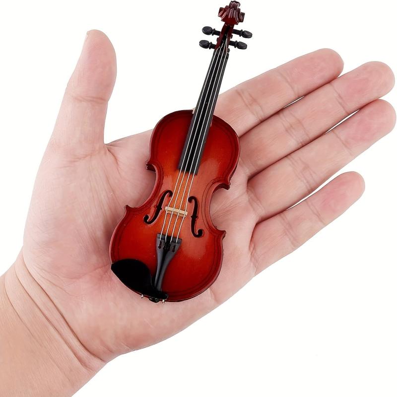 Wooden Mini Violin Set Stand Bow Box And Instrument Box Mini Instrument Mini Toy