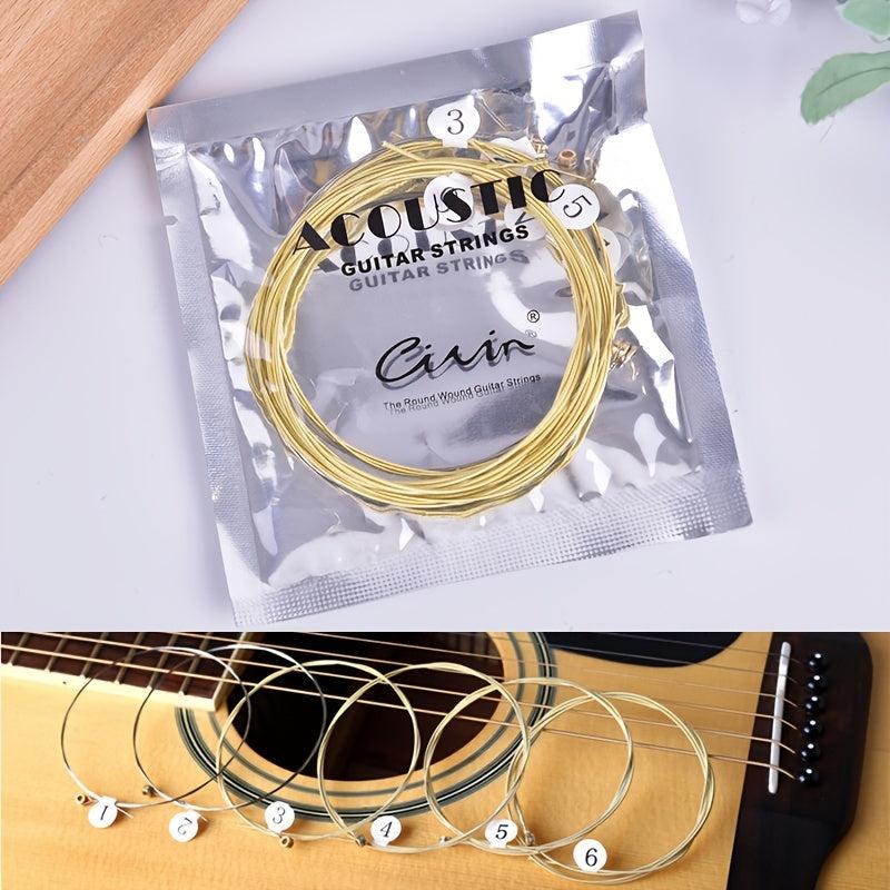 6pcs Folk Guitar Strings Acoustic Brass Steel Core Sleeve Strings