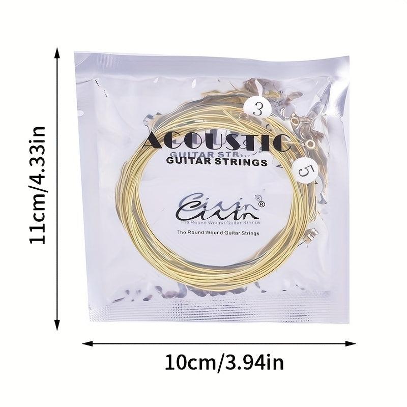 6pcs Folk Guitar Strings Acoustic Brass Steel Core Sleeve Strings
