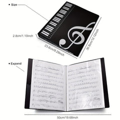 Music Sheet File Folder w/ 40 Pockets - Organize & Protect Your Music