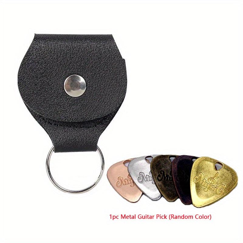 Guitar Pick Storage Bag with 5 Celluloid Picks or Metal Pick Case Keychain