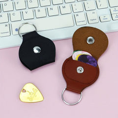 Guitar Pick Storage Bag with 5 Celluloid Picks or Metal Pick Case Keychain