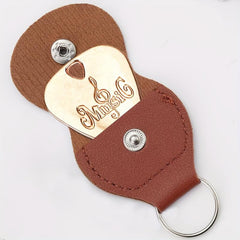 Guitar Pick Storage Bag with 5 Celluloid Picks or Metal Pick Case Keychain