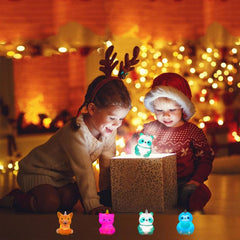 4Pcs Unicorn Bath Toys Light Up Floating Rubber Toys