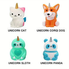 4Pcs Unicorn Bath Toys Light Up Floating Rubber Toys