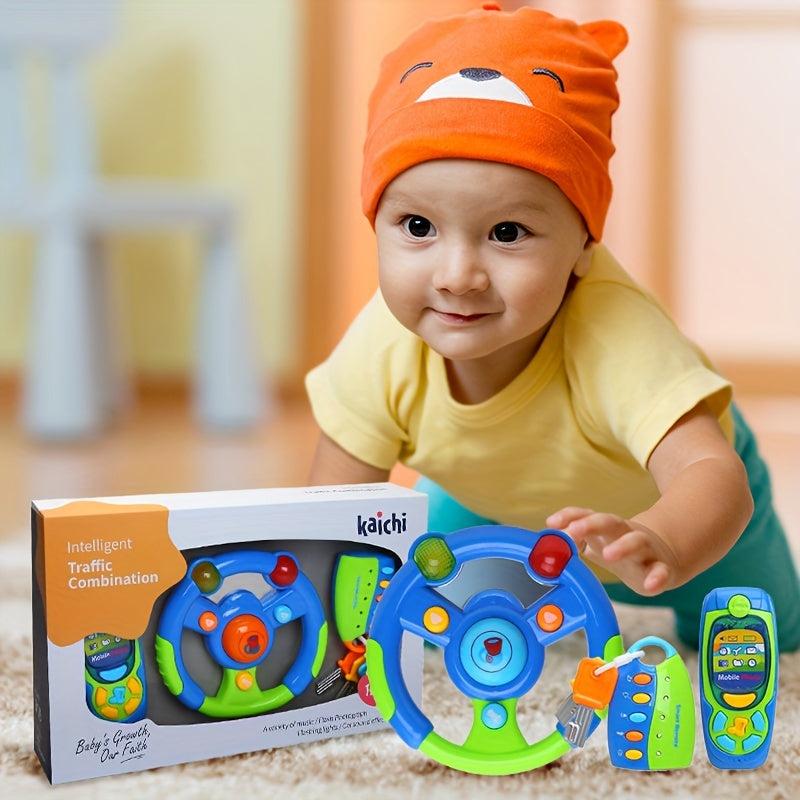 Newborn Infant Baby Music Steering Wheel Light Mobile Phone Remote Control Toy