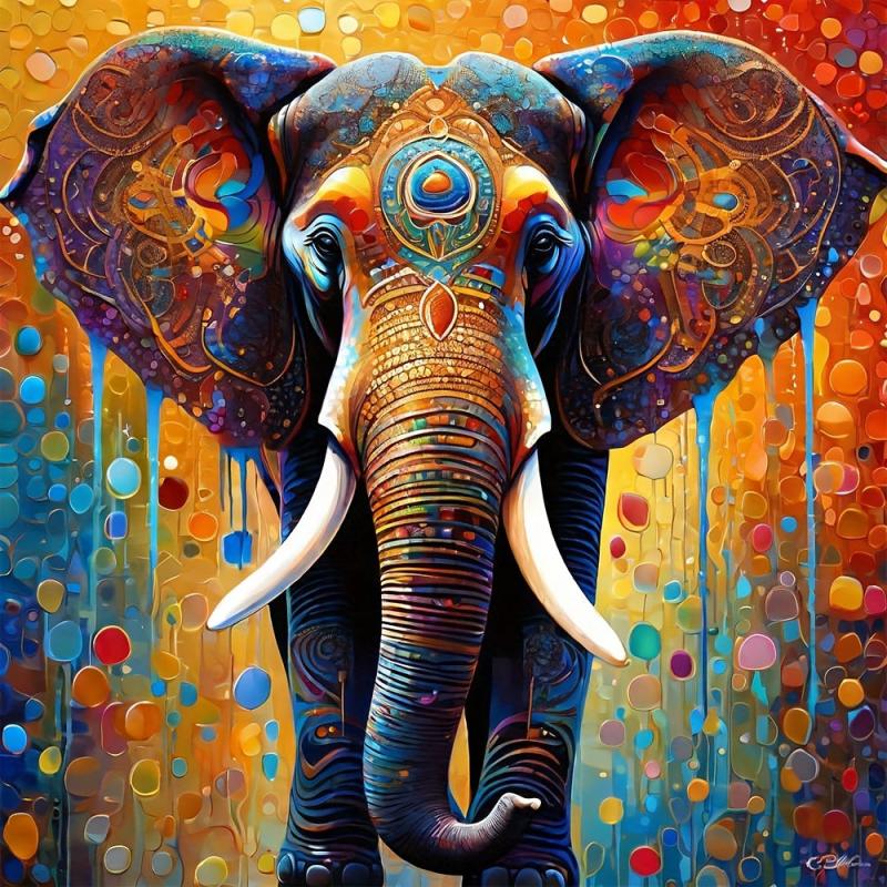 Ink Splashing Elephant Wooden Jigsaw Puzzle Irregular Shape Particles