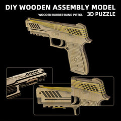 DIY 3D Wooden Rubber Band Pistol Toy Easy Assembly