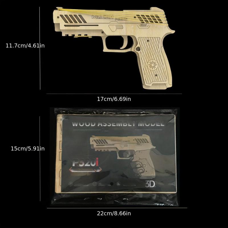 DIY 3D Wooden Rubber Band Pistol Toy Easy Assembly
