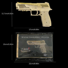 DIY 3D Wooden Rubber Band Pistol Toy Easy Assembly