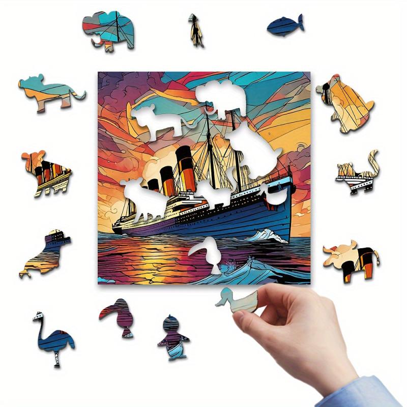 Titanic Wooden Jigsaw Puzzle Irregular Shape Particles Focus Exercise