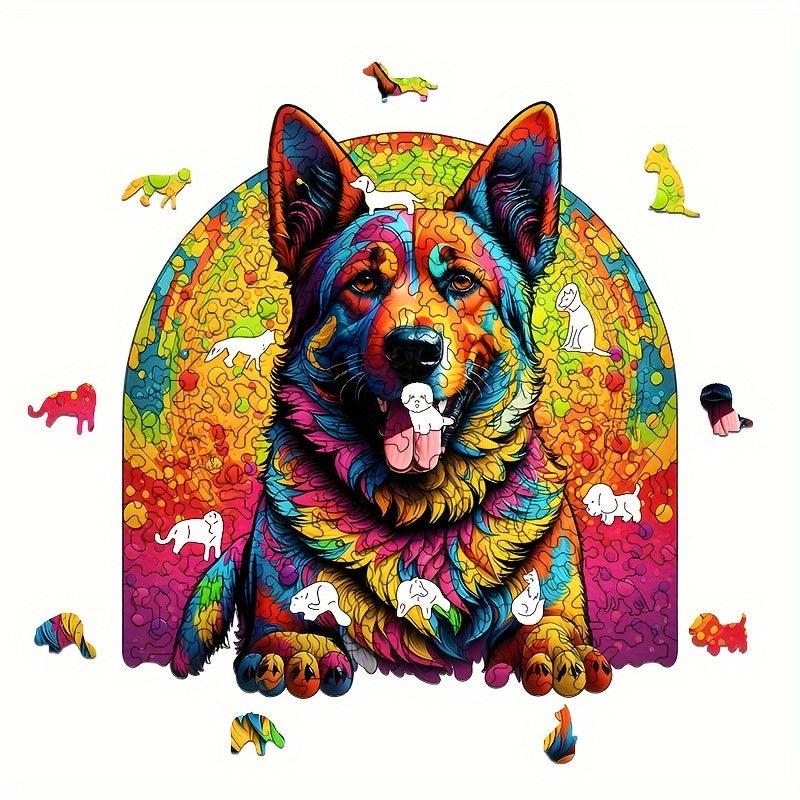 Rainbow Dog Wooden Puzzle High Difficulty Toy