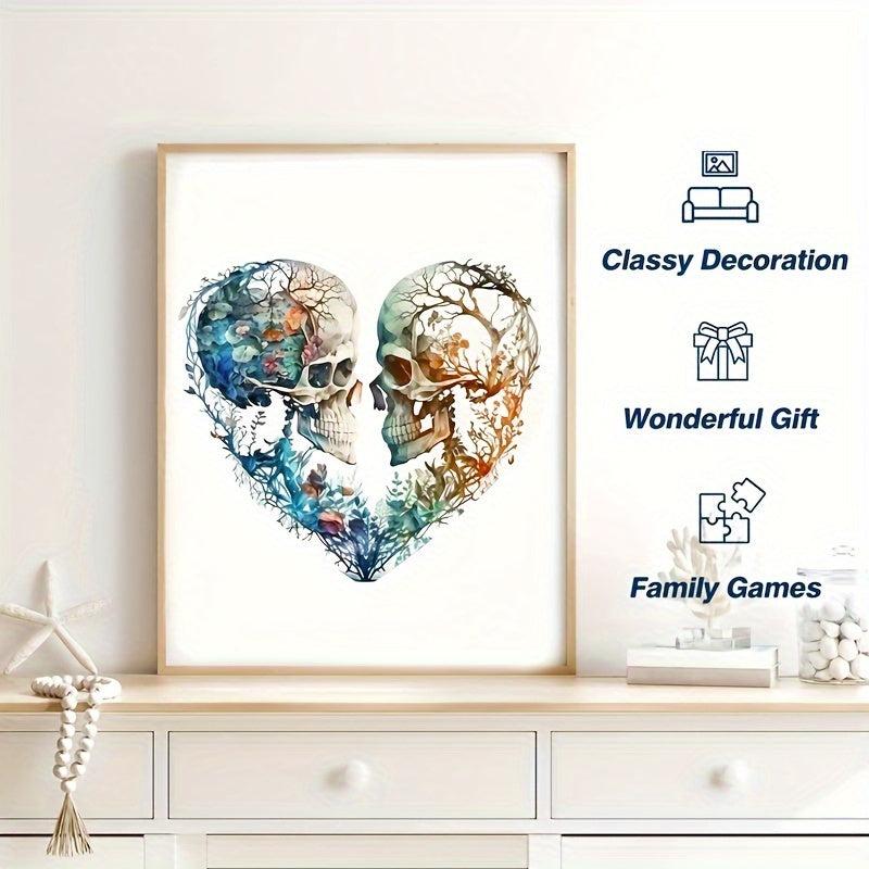 Wooden Puzzle Heart Skull Alien Mystery Charm Art Hallowe