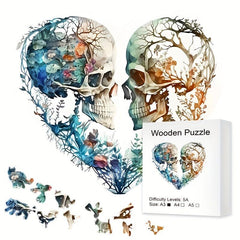 Wooden Puzzle Heart Skull Alien Mystery Charm Art Hallowe