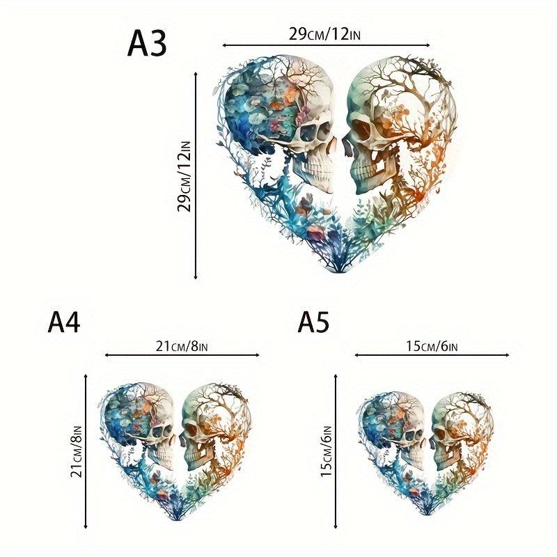 Wooden Puzzle Heart Skull Alien Mystery Charm Art Hallowe