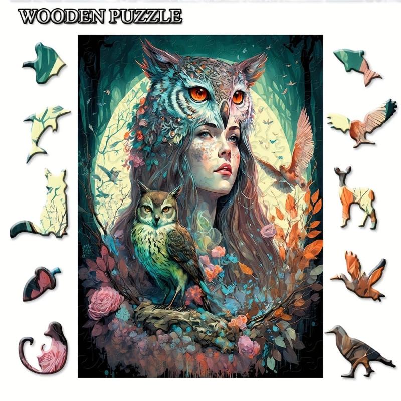 Owl Fairy Wood Puzzle Magic Toy Animal Shaped Wooden Brain Teaser Gift