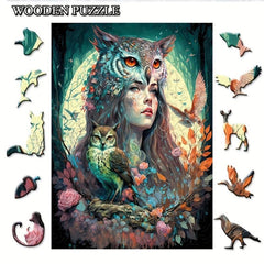 Owl Fairy Wood Puzzle Magic Toy Animal Shaped Wooden Brain Teaser Gift