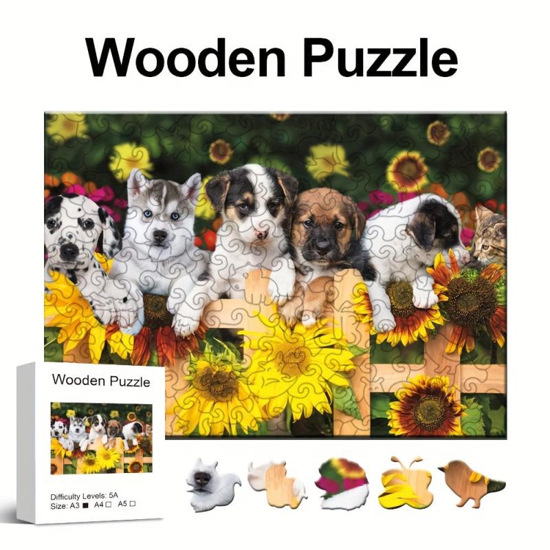 Wooden Dogs Jigsaw Puzzle Game for Adults
