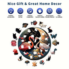 Wooden Flamingo Jigsaw Puzzle - Unique Animal Shape - 60 Pieces