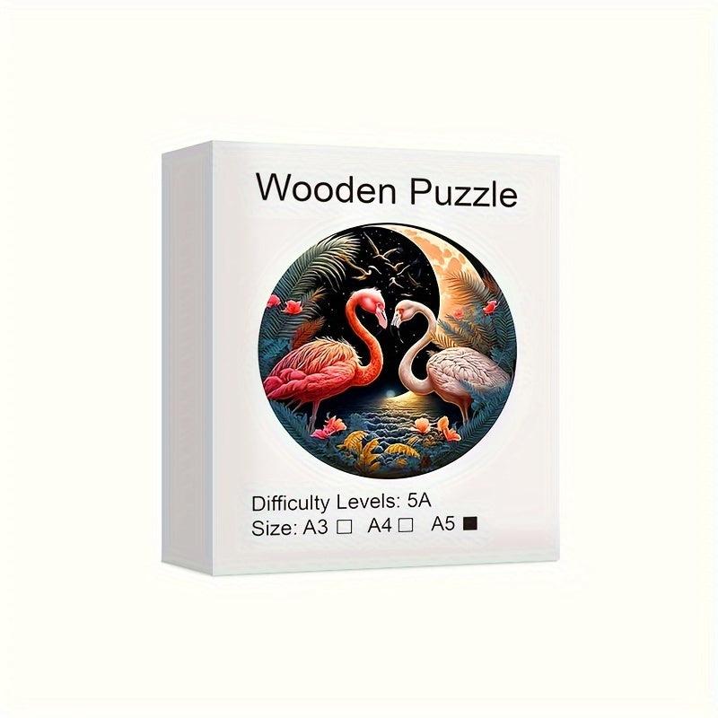Wooden Flamingo Jigsaw Puzzle - Unique Animal Shape - 60 Pieces