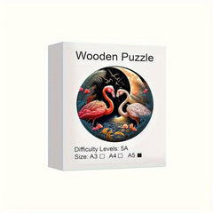 Wooden Flamingo Jigsaw Puzzle - Unique Animal Shape - 60 Pieces