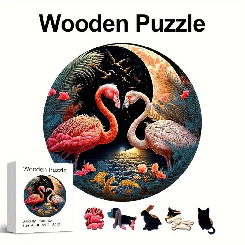 Wooden Flamingo Jigsaw Puzzle - Unique Animal Shape - 60 Pieces