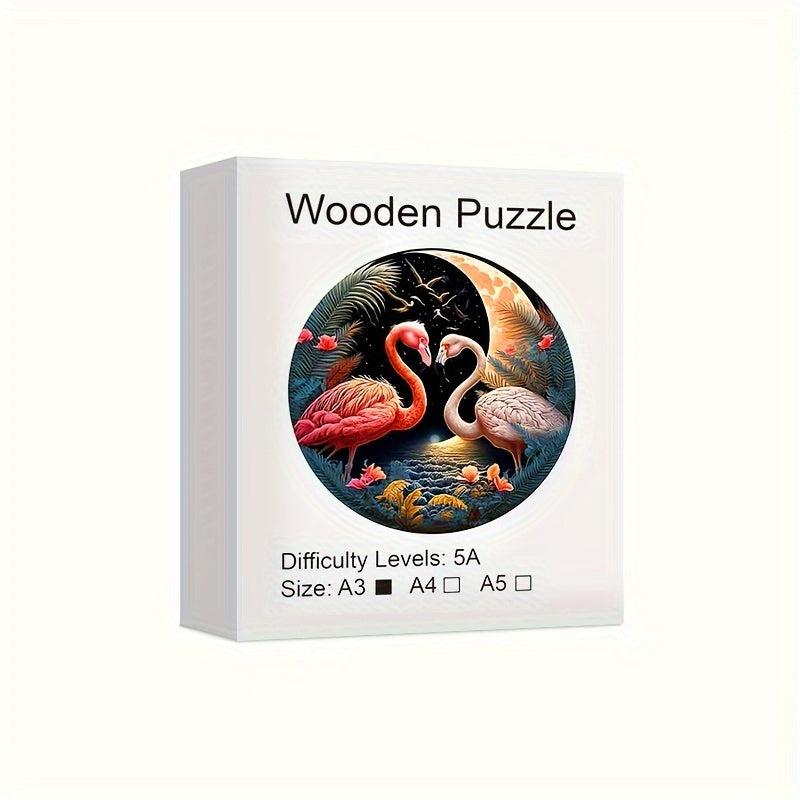 Wooden Flamingo Jigsaw Puzzle - Unique Animal Shape - 60 Pieces
