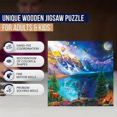 Wooden Jigsaw Puzzle Scenery Animal Unique Pieces Family Game