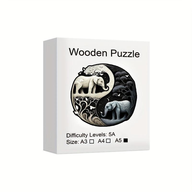 Elephant Yin Yang Wooden Puzzle Adult Toy Birthday Gift