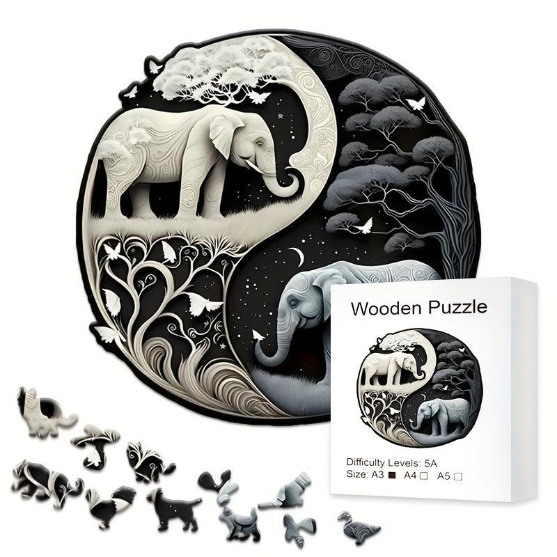 Elephant Yin Yang Wooden Puzzle Adult Toy Birthday Gift