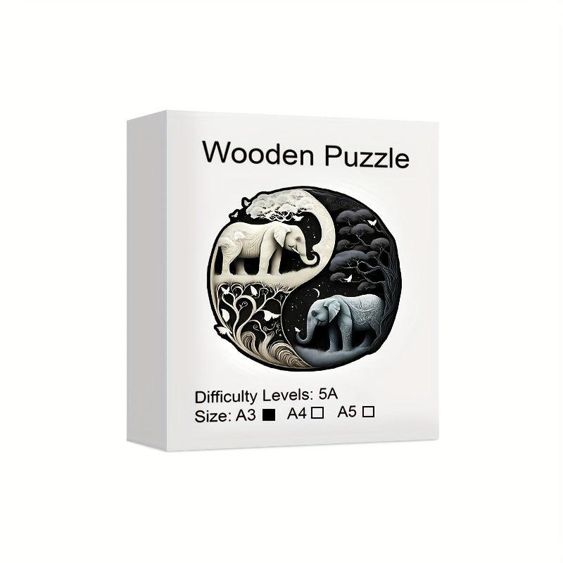 Elephant Yin Yang Wooden Puzzle Adult Toy Birthday Gift