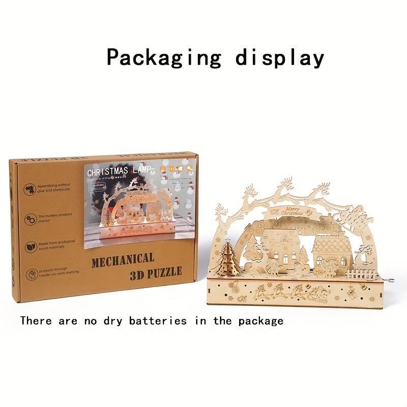 3D Wooden Puzzle Wooden Luminous Lights Christmas Creative Ornaments