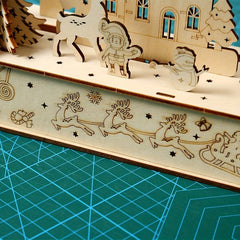 3D Wooden Puzzle Wooden Luminous Lights Christmas Creative Ornaments