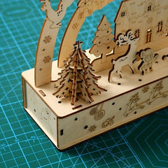 3D Wooden Puzzle Wooden Luminous Lights Christmas Creative Ornaments