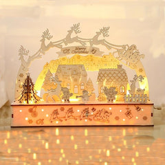 3D Wooden Puzzle Wooden Luminous Lights Christmas Creative Ornaments