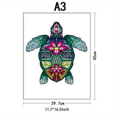 Sea Turtle Wooden Puzzle Unique Irregular Animal Shape Creative Gift