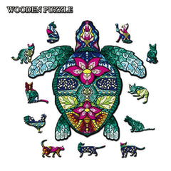 Sea Turtle Wooden Puzzle Unique Irregular Animal Shape Creative Gift